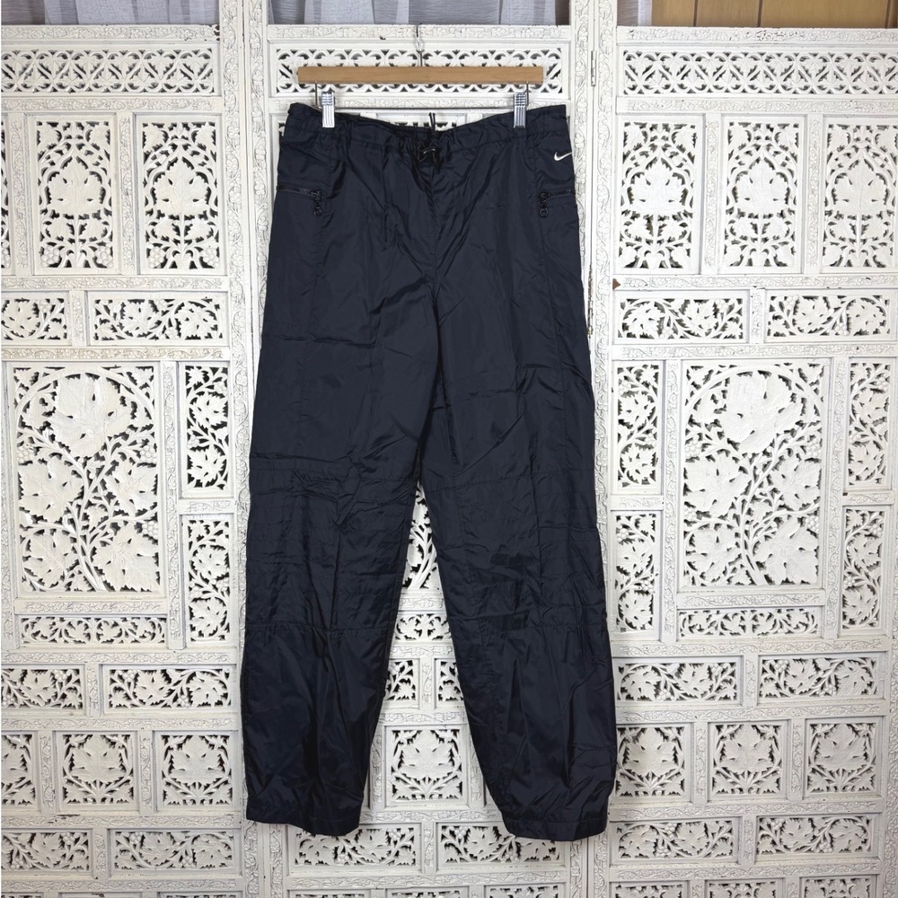 Nike Black Waterproof‎ Windbreaker Track Baggy Nylon Athletic Pants Sz Womens M